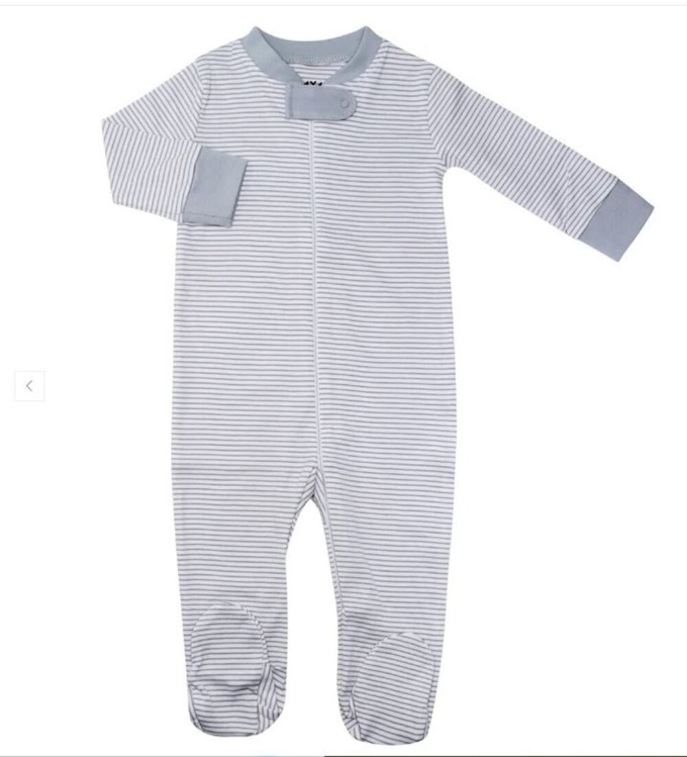 Sammy & Nat Luxe Classic Stripe Zipper Romper Grey Footie Sleeper Pajama 9 mth